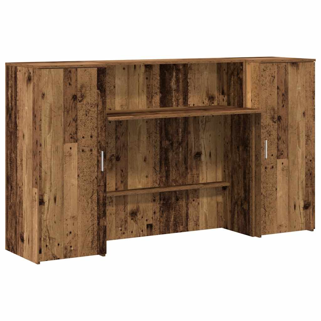 Recepciós pult antik fa 180x50x103,5 cm szerelt fa 6