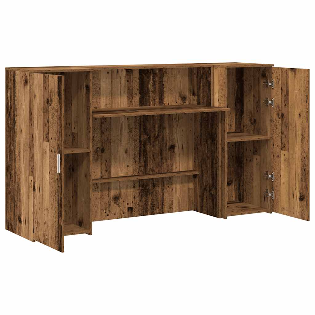 Recepciós pult antik fa 180x50x103,5 cm szerelt fa 7