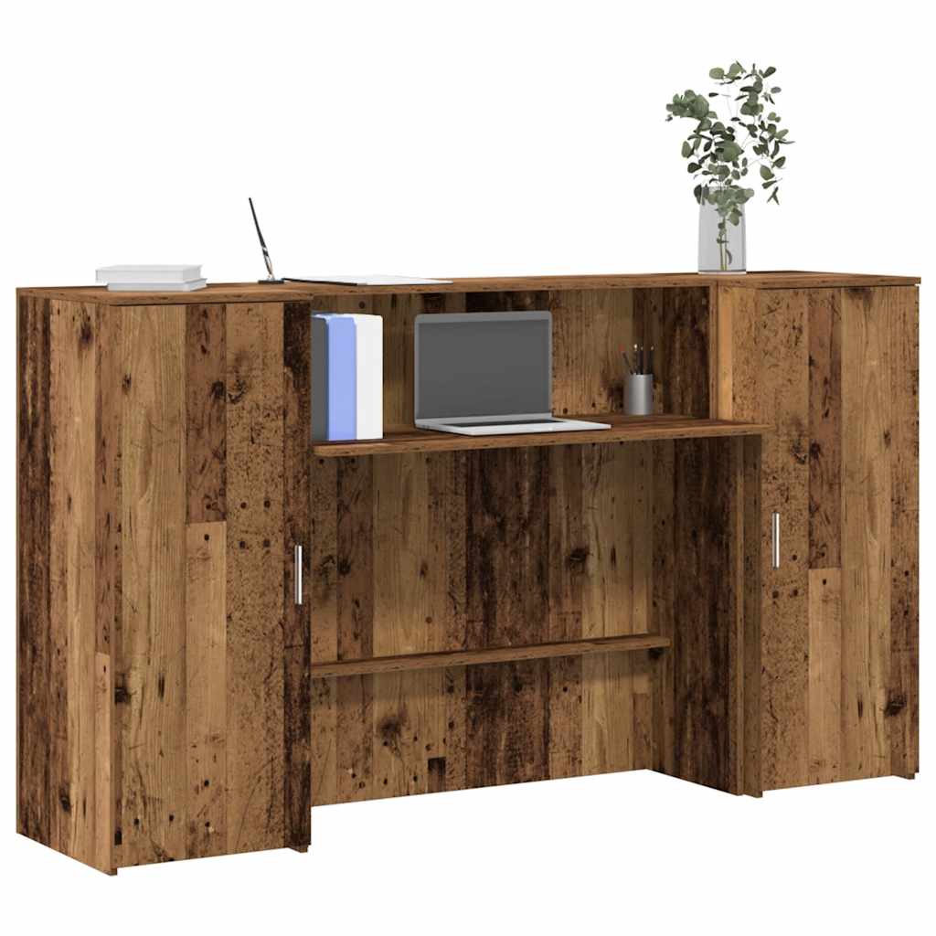 Recepciós pult antik fa 180x50x103,5 cm szerelt fa