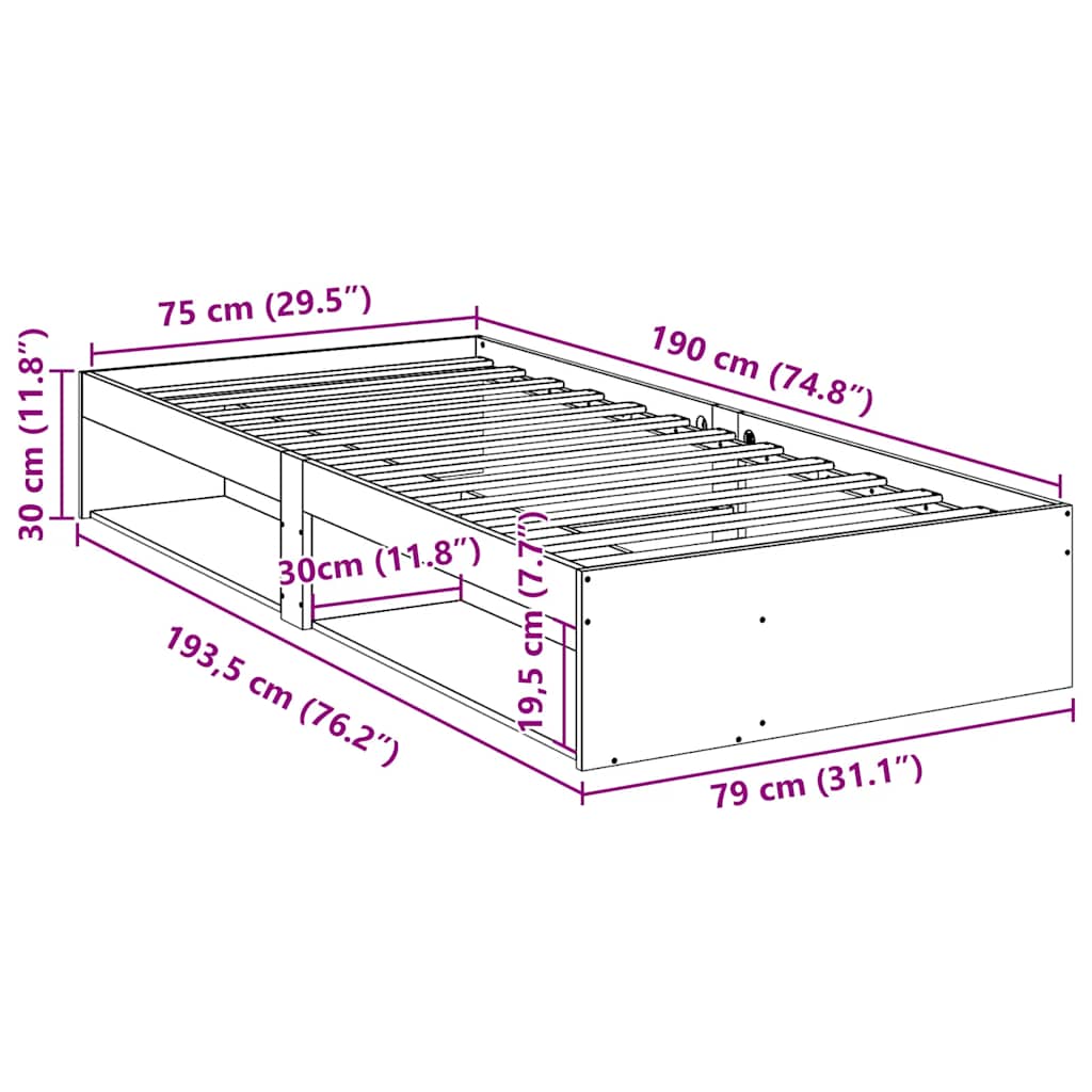 Kanapéágy ágy matrac 75x190 cm tömör fa fenyőfa 11