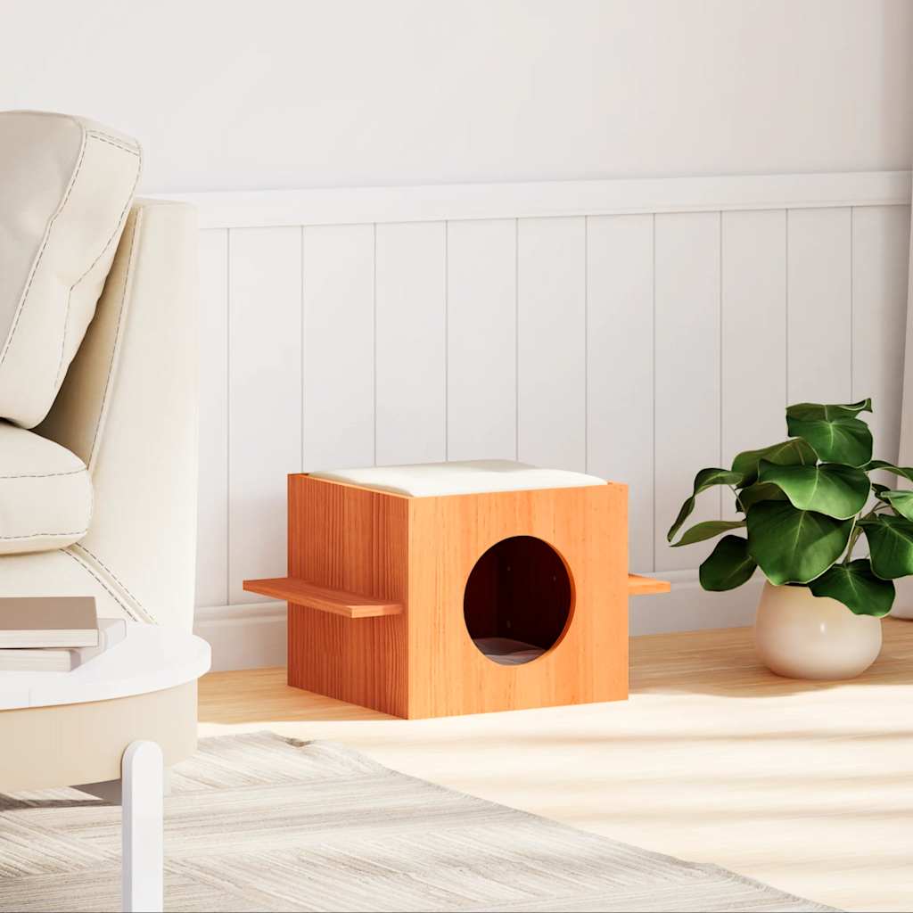 Macskaház viasz barna 51x35x30 cm tömör fa fenyőfa 2