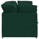 Sötétzöld moduláris bársony kanapé párnákkal 5