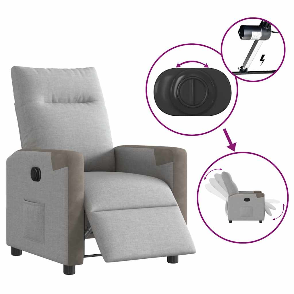 Felhőszürke szövet elektromos dönthető fotel 9