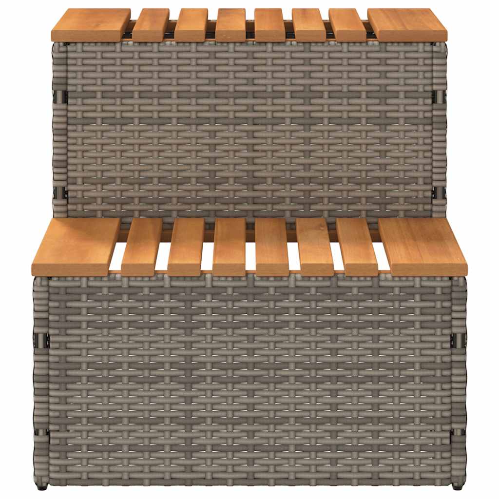 Pezsgőfürdő lépcső szürke 50x50x50,5cm polyrattan és akácfa 4
