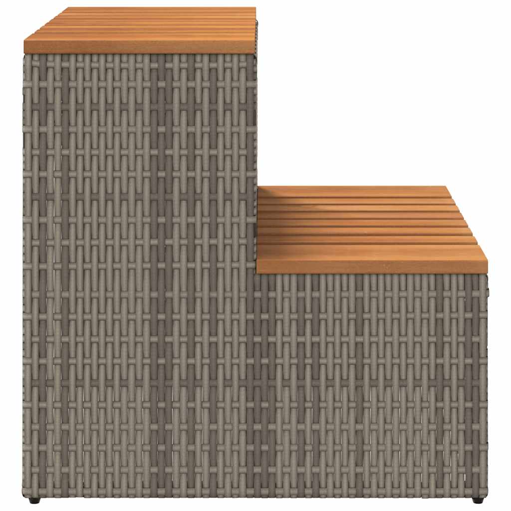 Pezsgőfürdő lépcső szürke 50x50x50,5cm polyrattan és akácfa 5