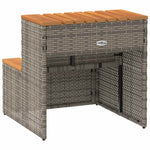 Pezsgőfürdő lépcső szürke 50x50x50,5cm polyrattan és akácfa 6