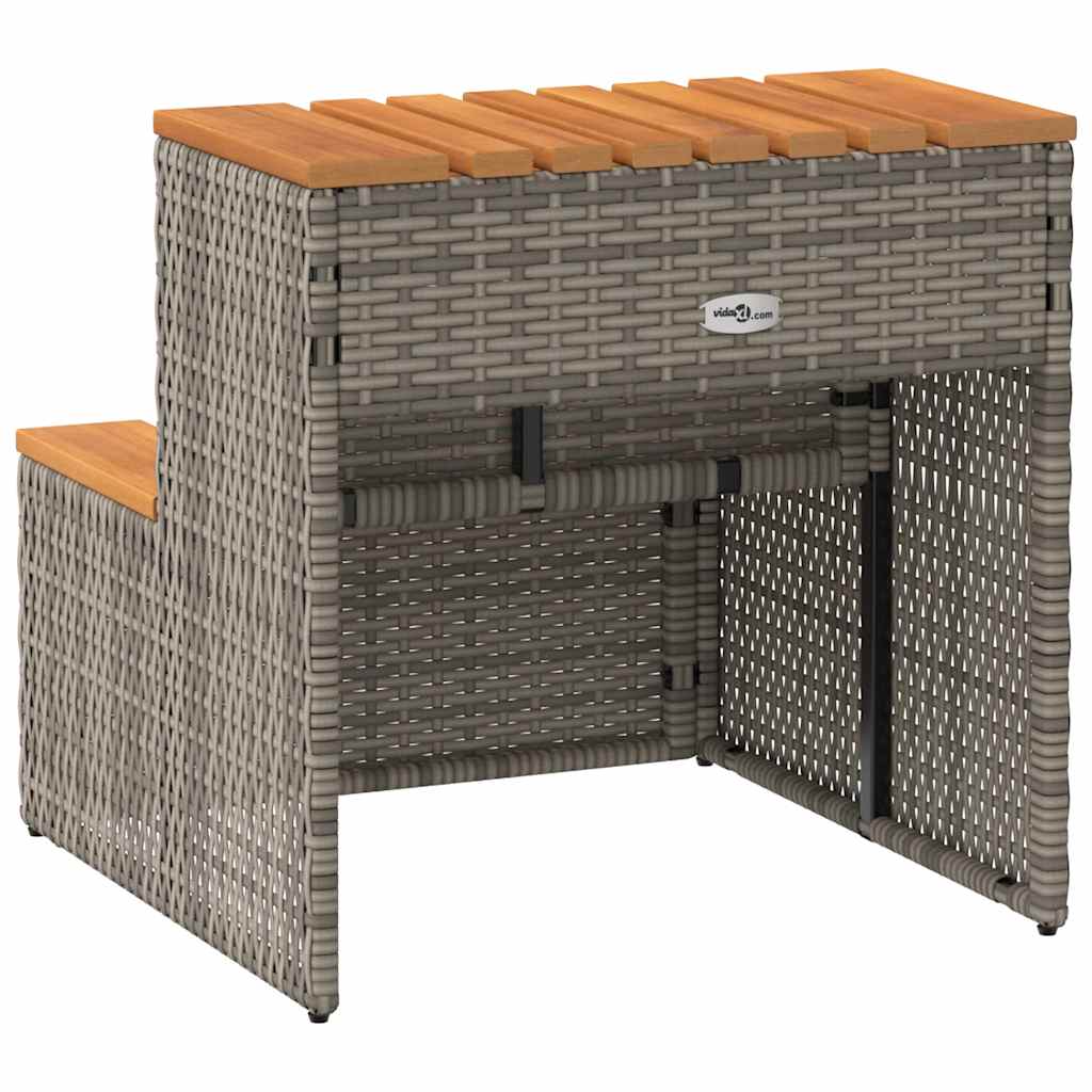 Pezsgőfürdő lépcső szürke 50x50x50,5cm polyrattan és akácfa 6