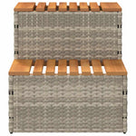 Pezsgőfürdő lépcső 50x50x50,5cm polyrattan és akácfa 4
