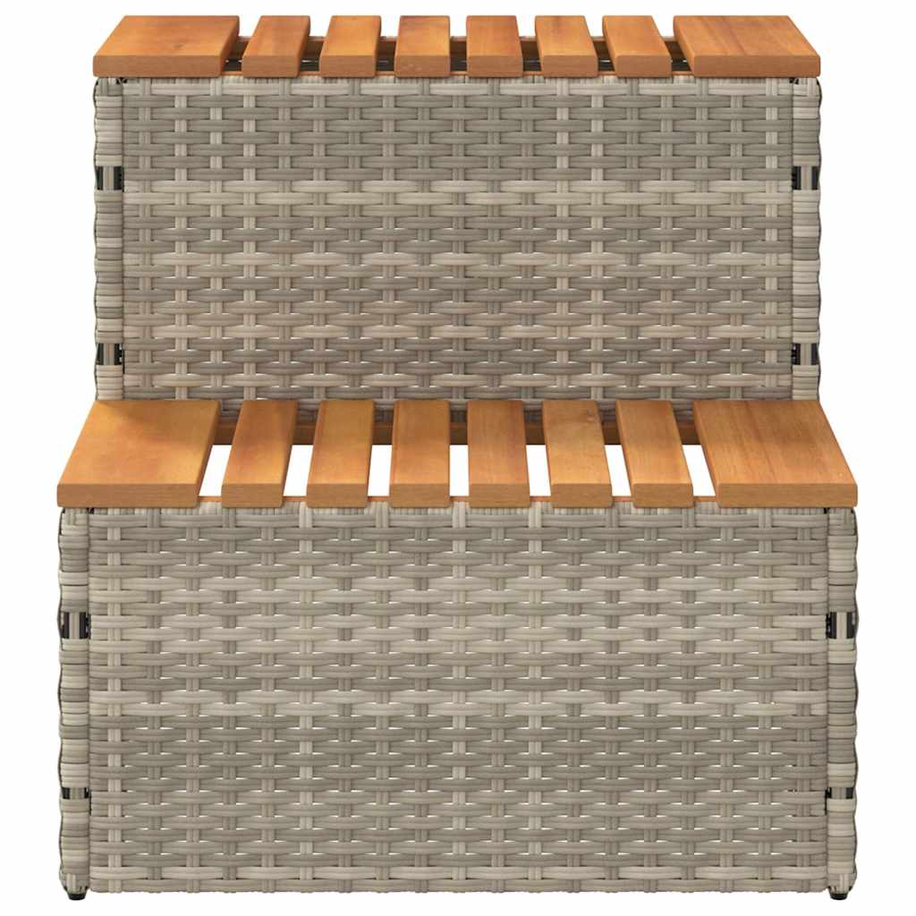 Pezsgőfürdő lépcső 50x50x50,5cm polyrattan és akácfa 4
