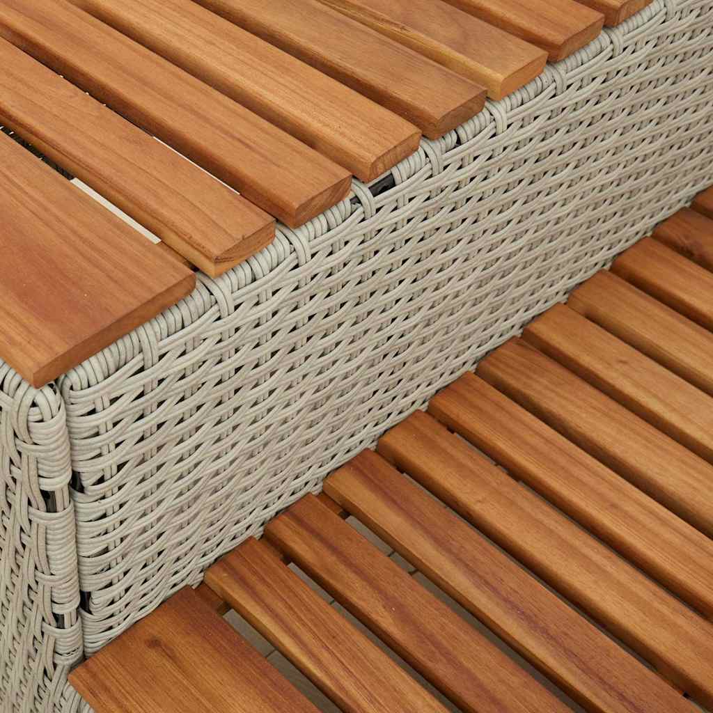 Pezsgőfürdő lépcső 50x50x50,5cm polyrattan és akácfa 8
