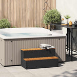 Pezsgőfürdő lépcső fekete 100x50x50,5 cm polyrattan és akácfa 2