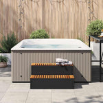 Pezsgőfürdő lépcső fekete 100x50x50,5 cm polyrattan és akácfa 3