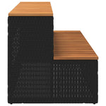 Pezsgőfürdő lépcső fekete 100x50x50,5 cm polyrattan és akácfa 5