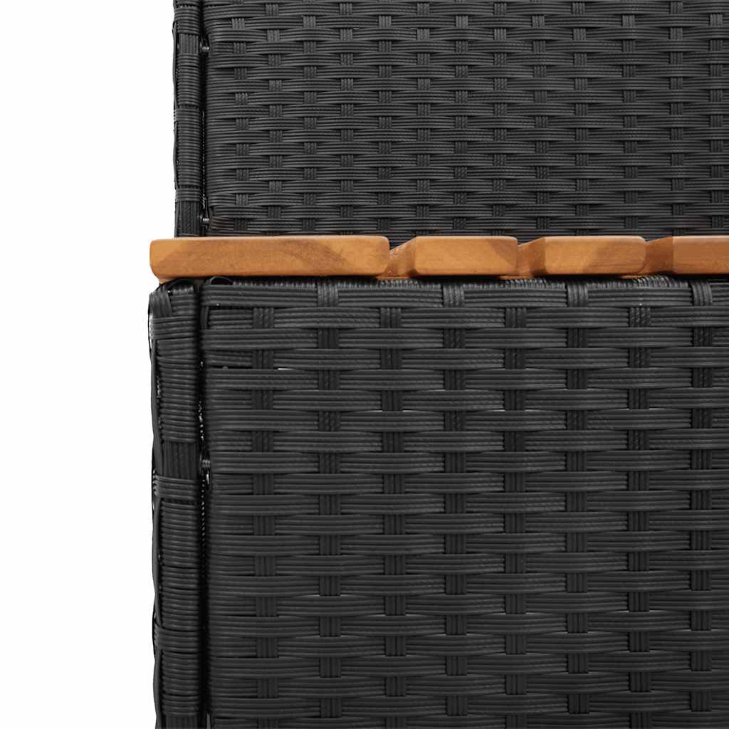 Pezsgőfürdő lépcső fekete 100x50x50,5 cm polyrattan és akácfa 7