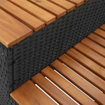 Pezsgőfürdő lépcső fekete 100x50x50,5 cm polyrattan és akácfa 8