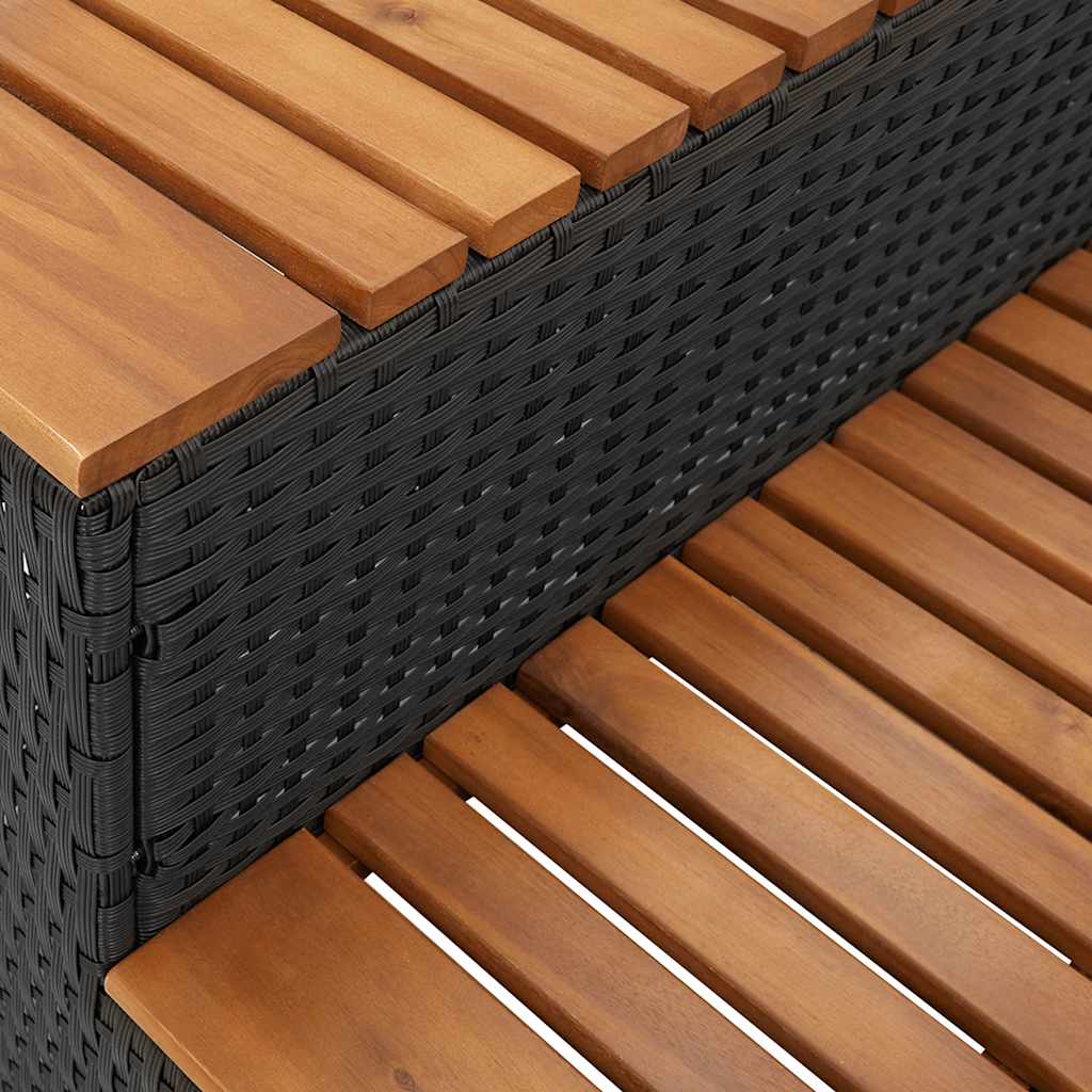 Pezsgőfürdő lépcső fekete 100x50x50,5 cm polyrattan és akácfa 8