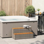 Pezsgőfürdő lépcső szürke 100x50x50,5 cm polyrattan és akácfa 2