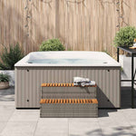 Pezsgőfürdő lépcső szürke 100x50x50,5 cm polyrattan és akácfa 3