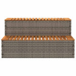 Pezsgőfürdő lépcső szürke 100x50x50,5 cm polyrattan és akácfa 4