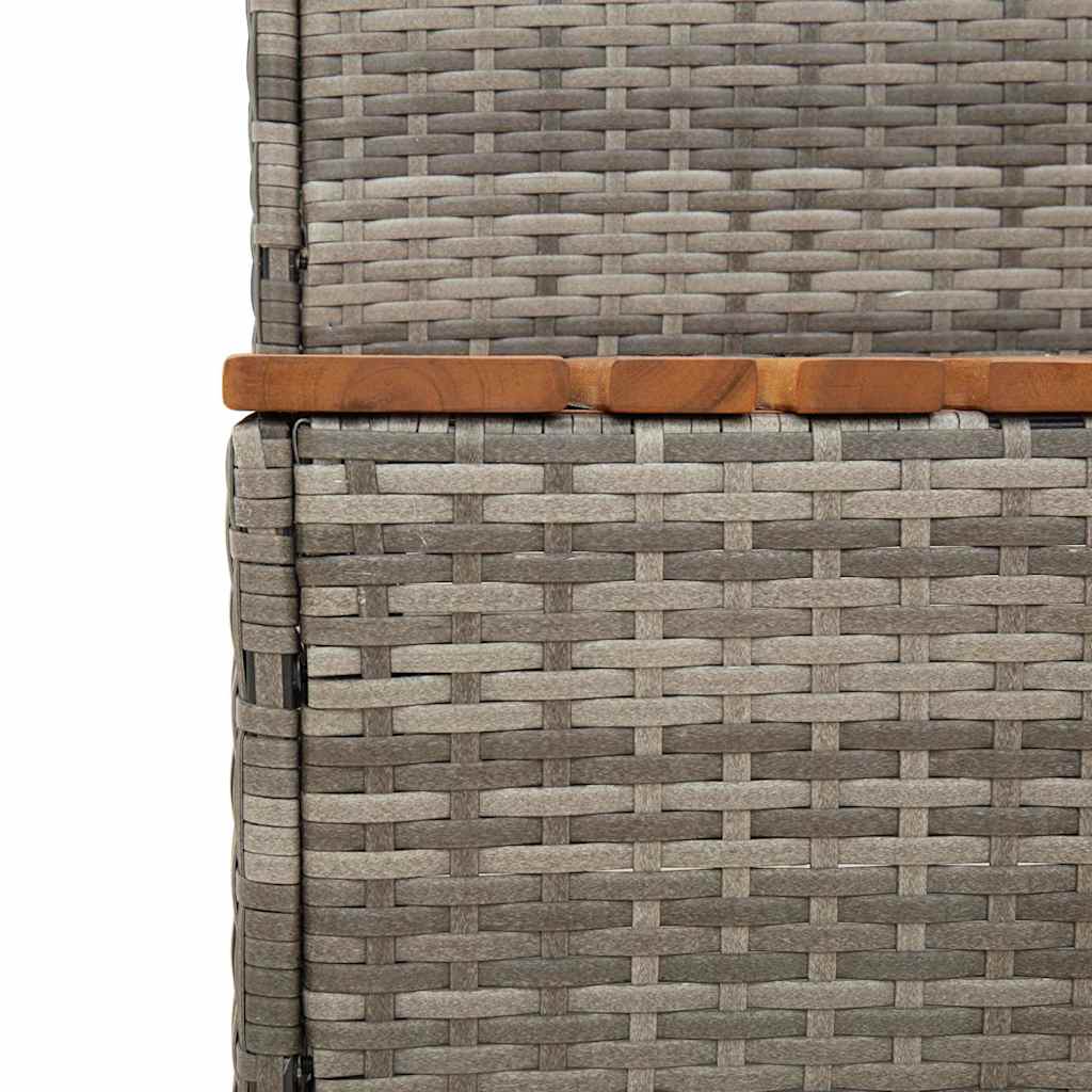 Pezsgőfürdő lépcső szürke 100x50x50,5 cm polyrattan és akácfa 7