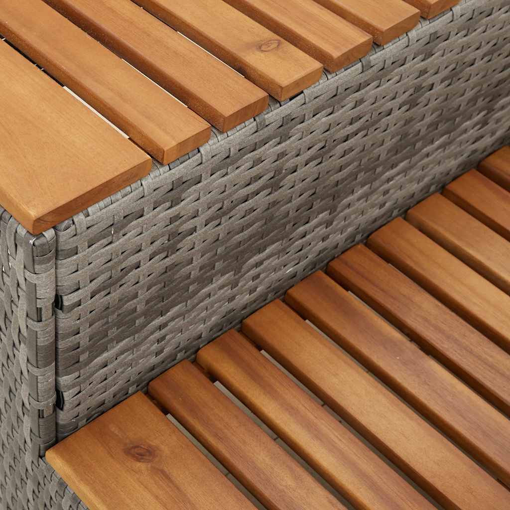 Pezsgőfürdő lépcső szürke 100x50x50,5 cm polyrattan és akácfa 8
