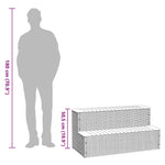 Pezsgőfürdő lépcső szürke 100x50x50,5 cm polyrattan és akácfa 10