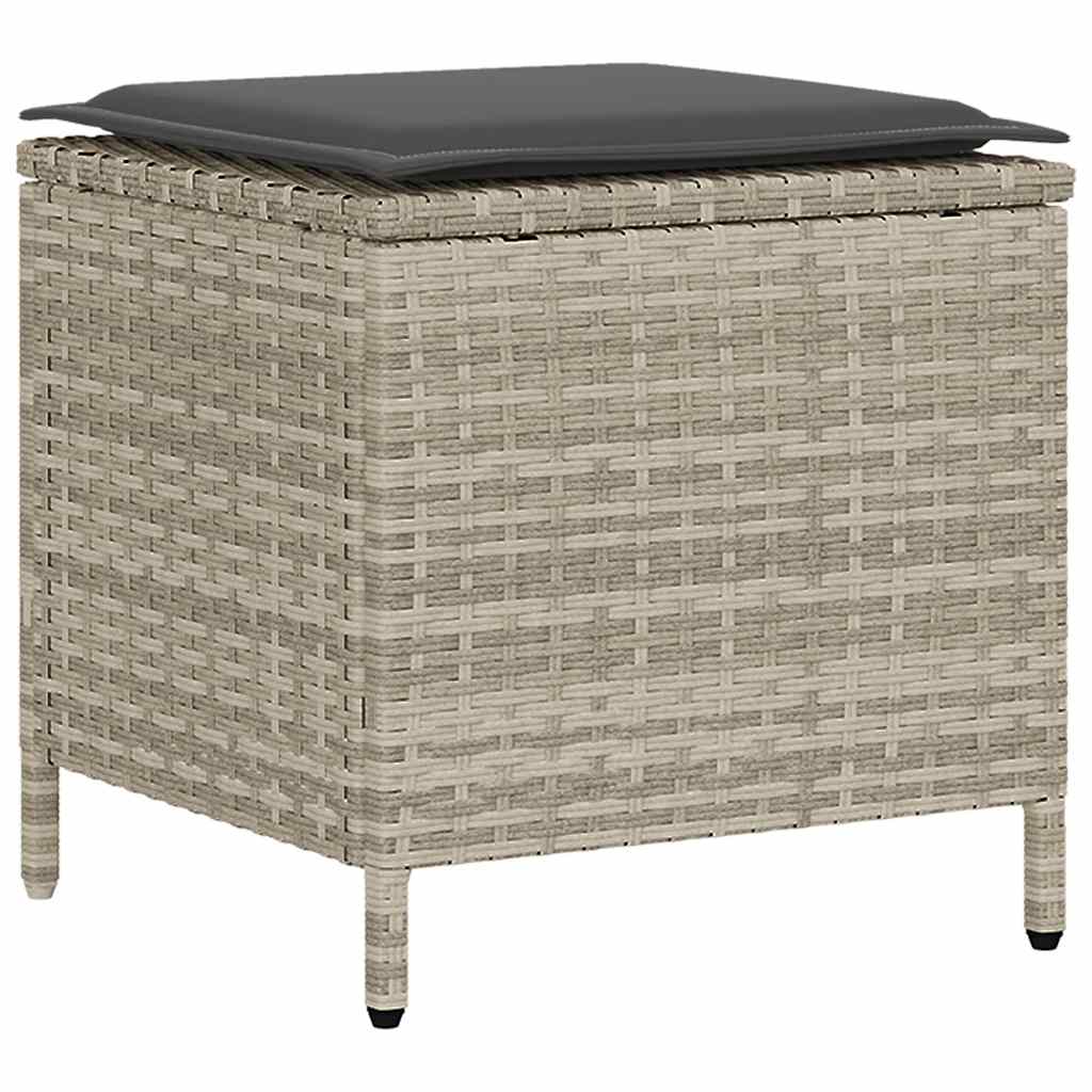 6 részes világosszürke polyrattan kerti ülőgarnitúra párnákkal 8