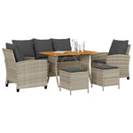 6 részes világosszürke polyrattan kerti ülőgarnitúra párnákkal 4