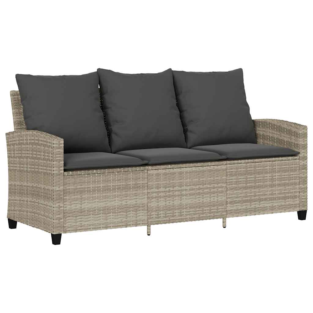 6 részes világosszürke polyrattan kerti ülőgarnitúra párnákkal 5