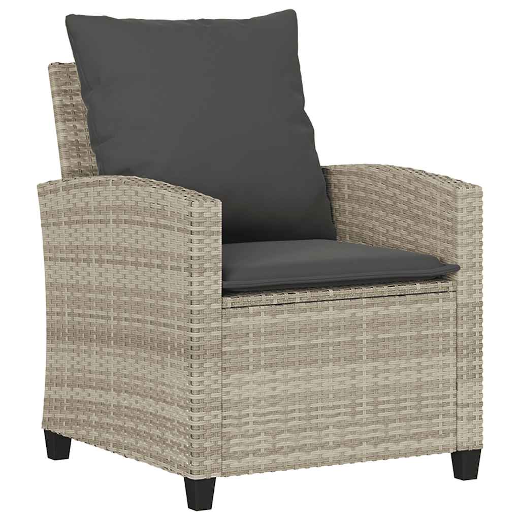 6 részes világosszürke polyrattan kerti ülőgarnitúra párnákkal 6