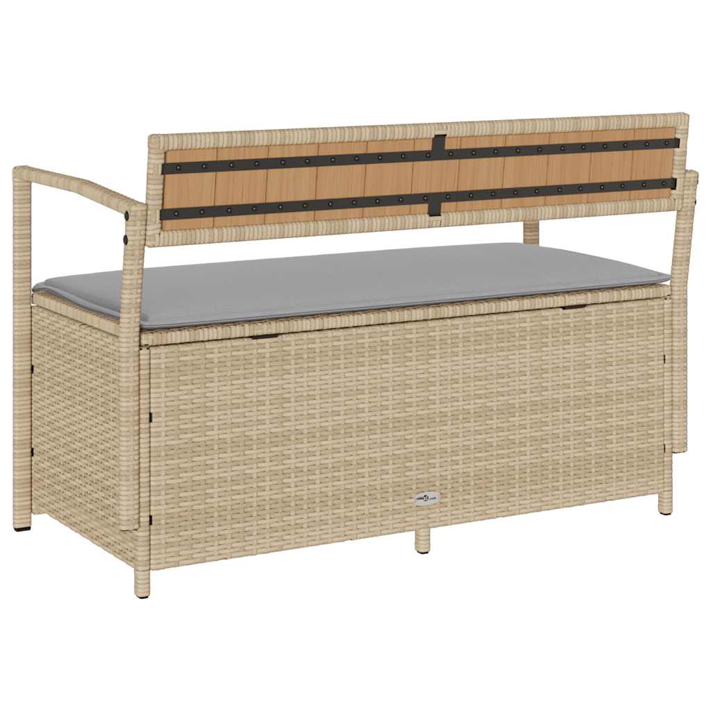 Bézs polyrattan kerti tárolópad párnával 6