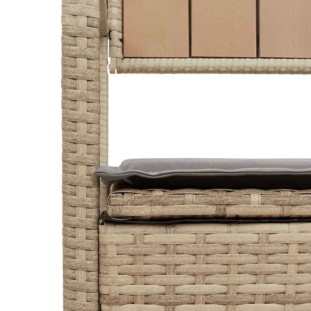 Bézs polyrattan kerti tárolópad párnával 8
