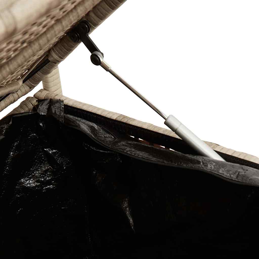 Bézs polyrattan kerti tárolópad párnával 9