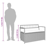 Bézs polyrattan kerti tárolópad párnával 11