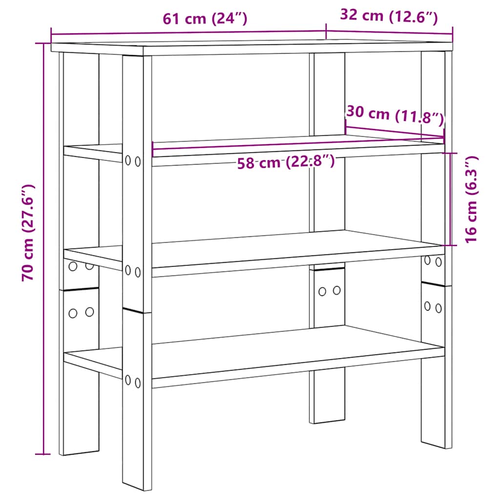 Betonszürke szerelt fa cipőtartó 61x32x70 cm 9