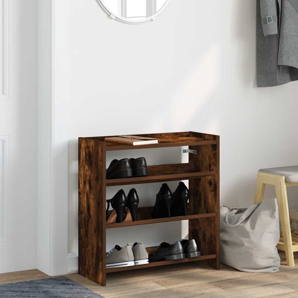 Füstös tölgy színű szerelt fa cipőtartó 60x25x62 cm 3