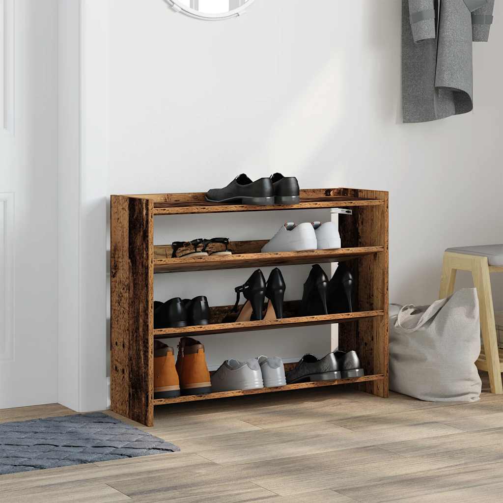 Antik fa szerelt fa cipőtartó 80x25x62 cm 3