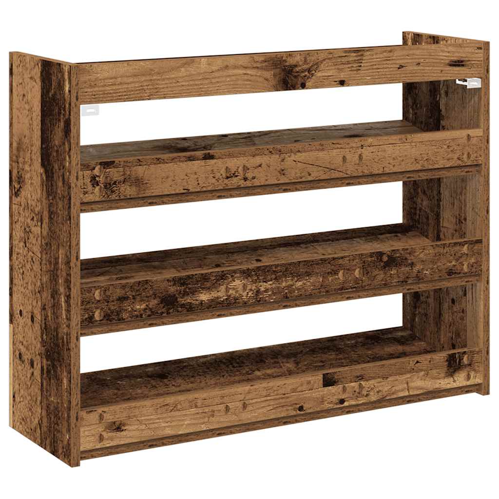 Antik fa szerelt fa cipőtartó 80x25x62 cm 6