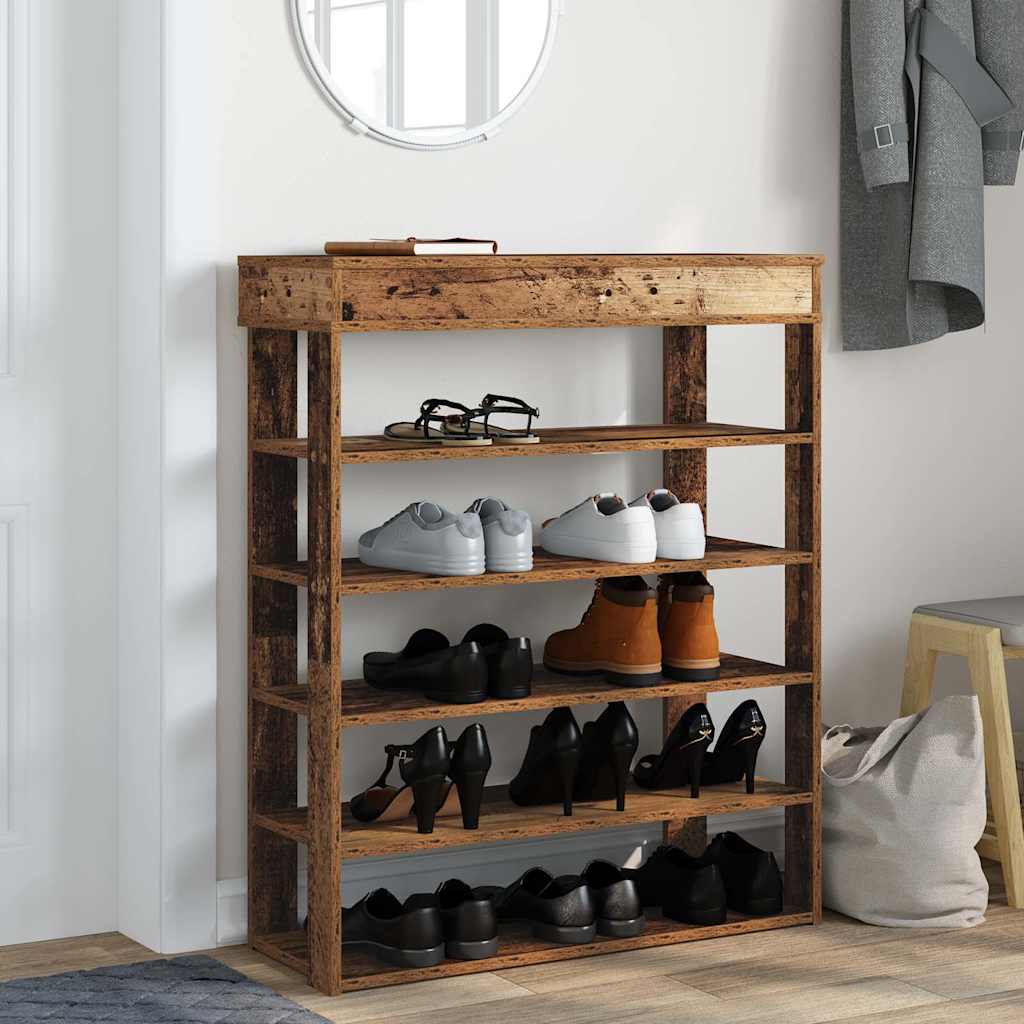 Antik fa szerelt fa cipőtartó 80x30x98 cm 3