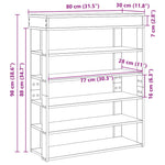 Antik fa szerelt fa cipőtartó 80x30x98 cm 9