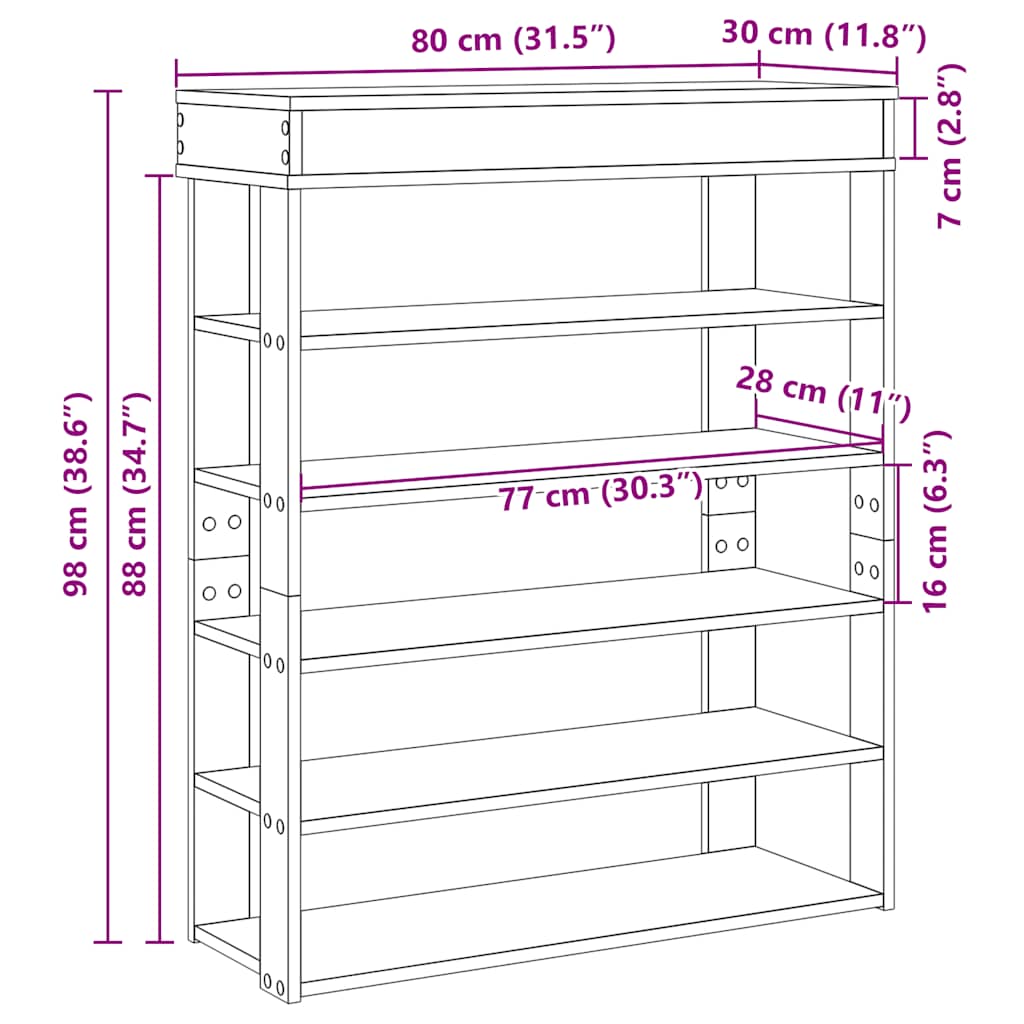 Antik fa szerelt fa cipőtartó 80x30x98 cm 9