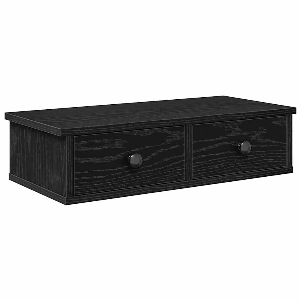 Falipolc fiókokkal fekete 60x28x15 cm műszaki fa 2
