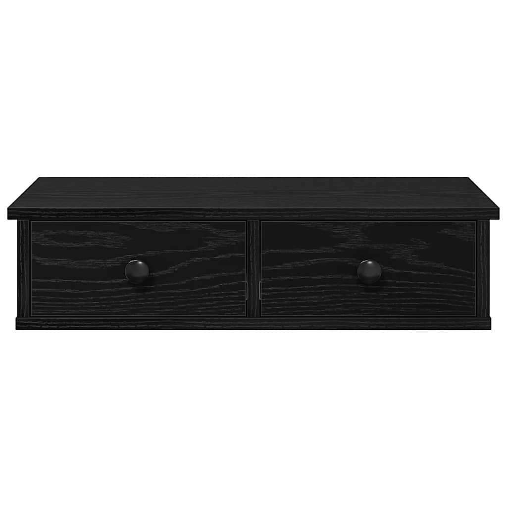 Falipolc fiókokkal fekete 60x28x15 cm műszaki fa 4