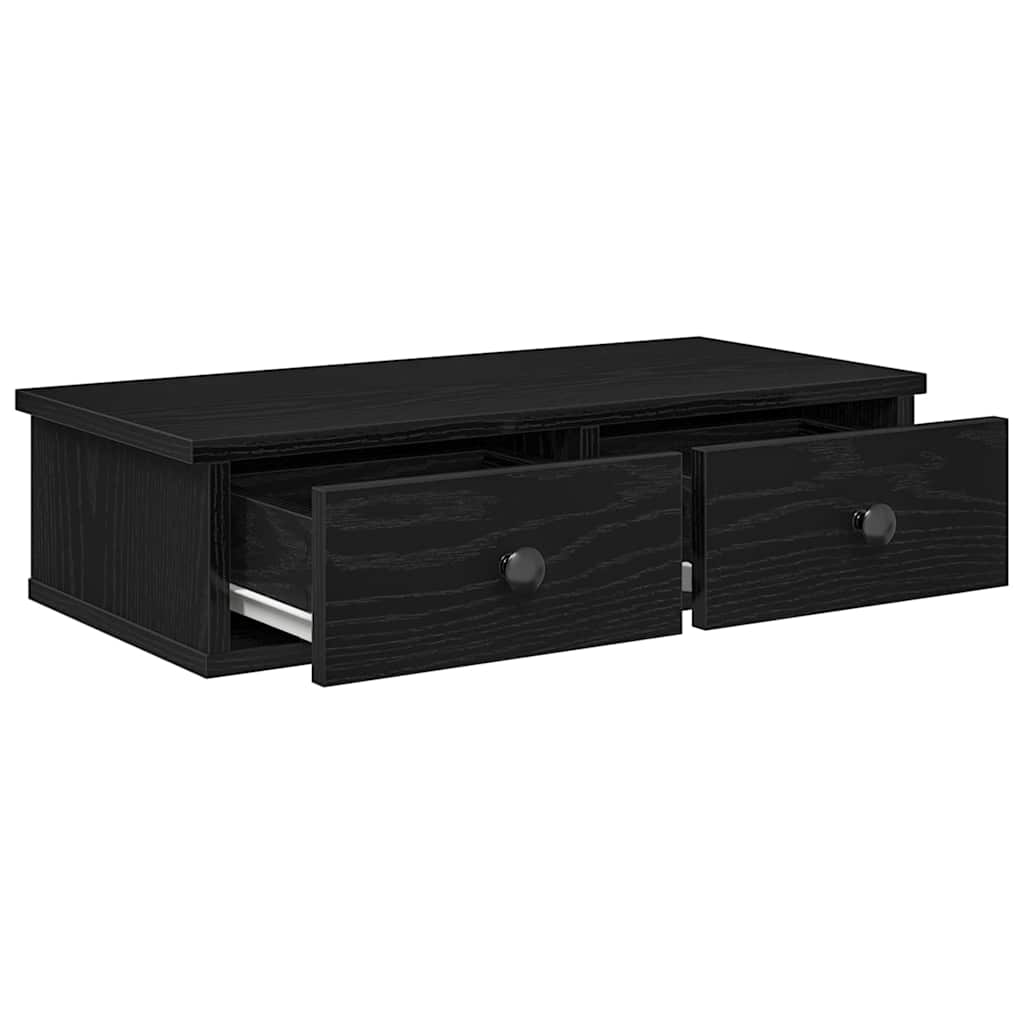 Falipolc fiókokkal fekete 60x28x15 cm műszaki fa 7