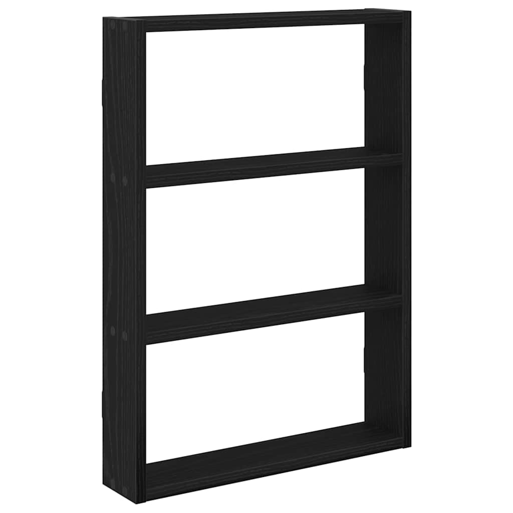 Fekete szerelt fa fali polc 43 x 9 x 60 cm 2