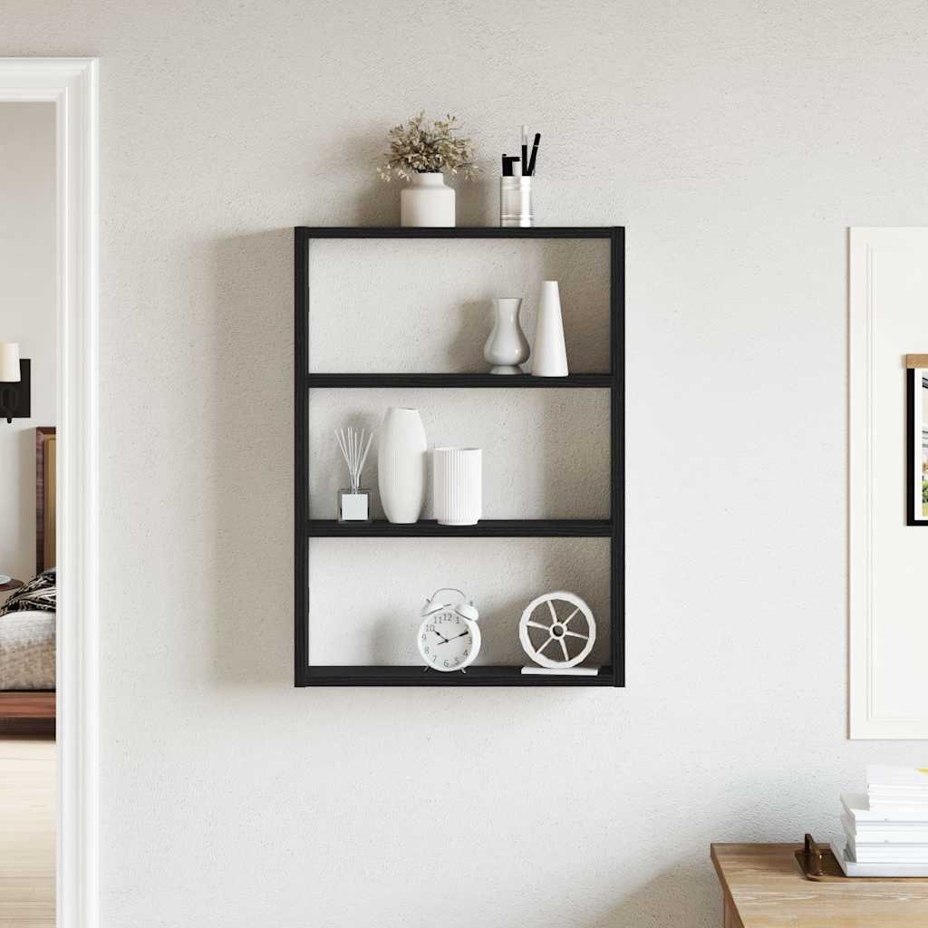 Fekete szerelt fa fali polc 43 x 9 x 60 cm 3