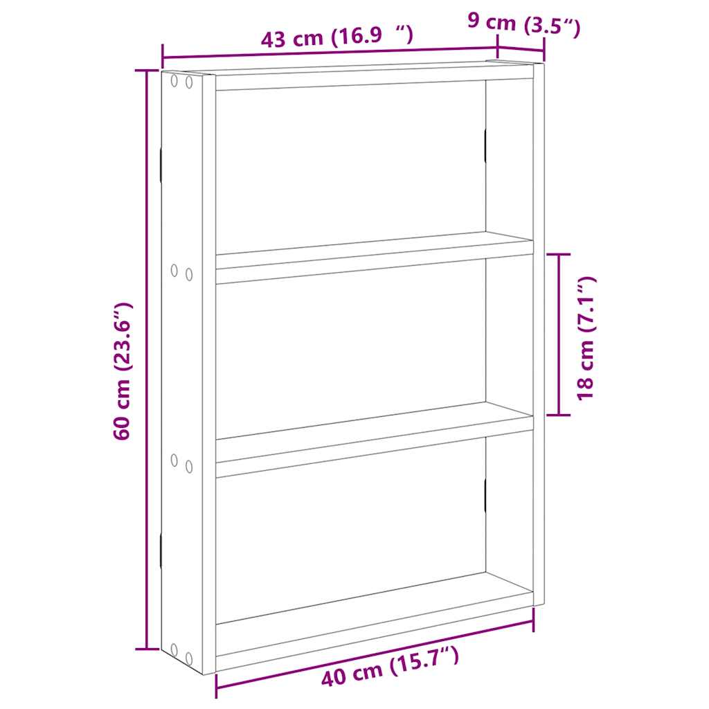 Fekete szerelt fa fali polc 43 x 9 x 60 cm 9