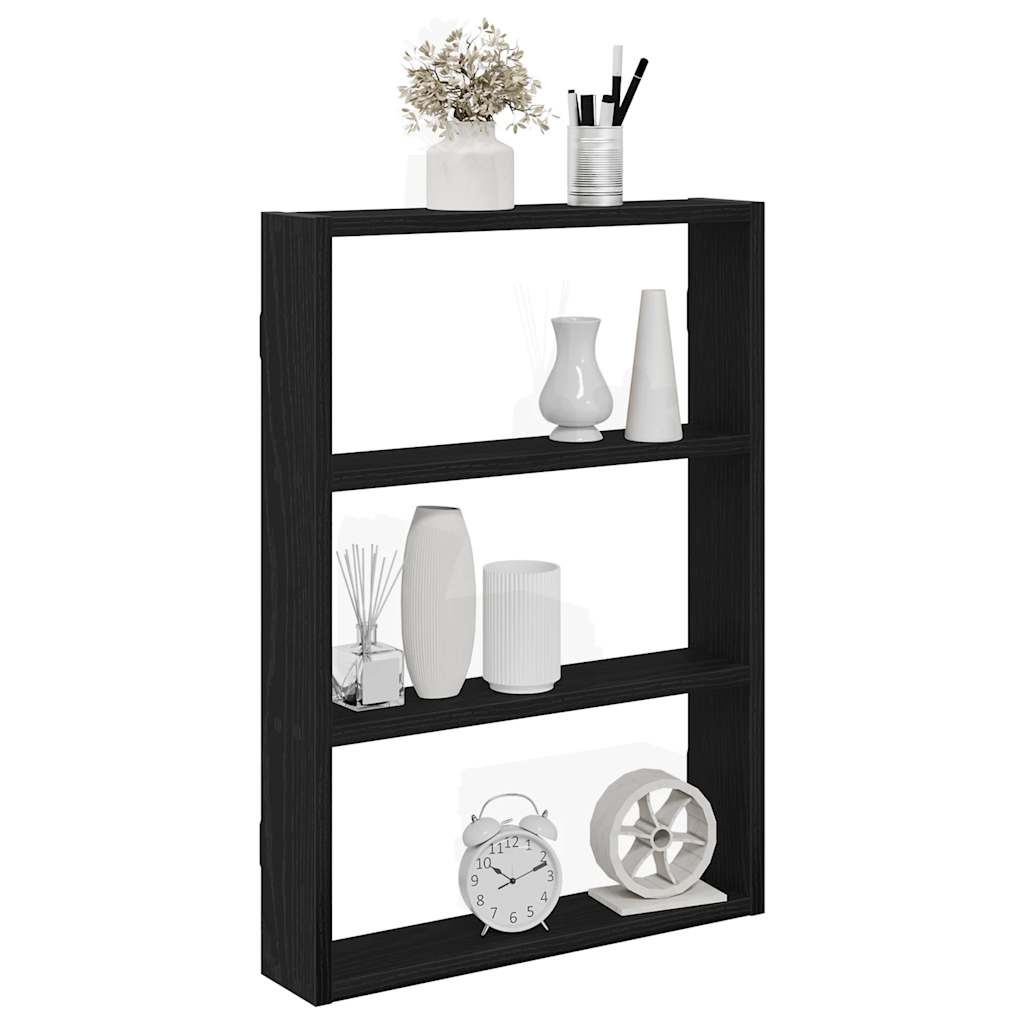 Fekete szerelt fa fali polc 43 x 9 x 60 cm
