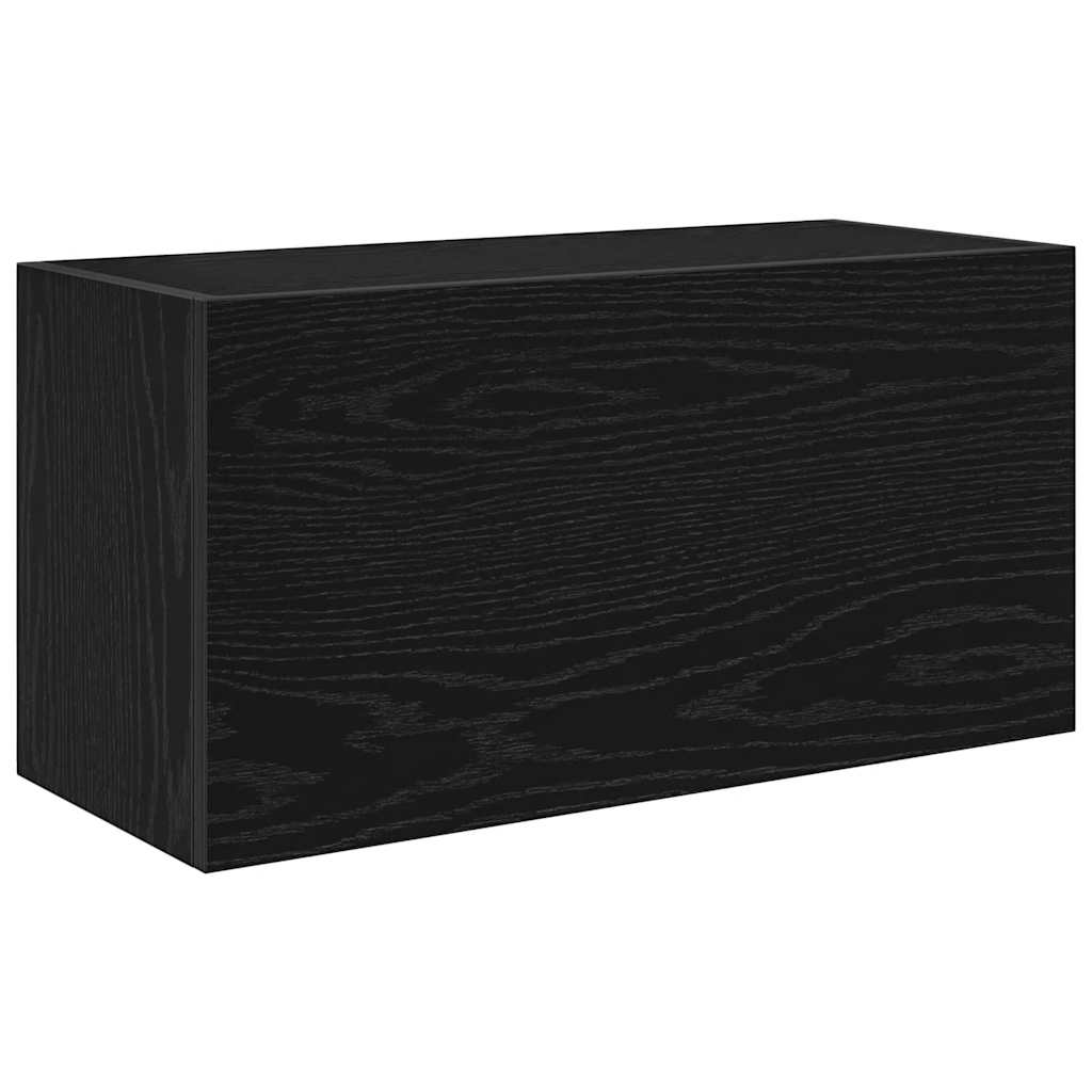Fekete szerelt fa fali fürdőszobaszekrény 60x25x30 cm 2