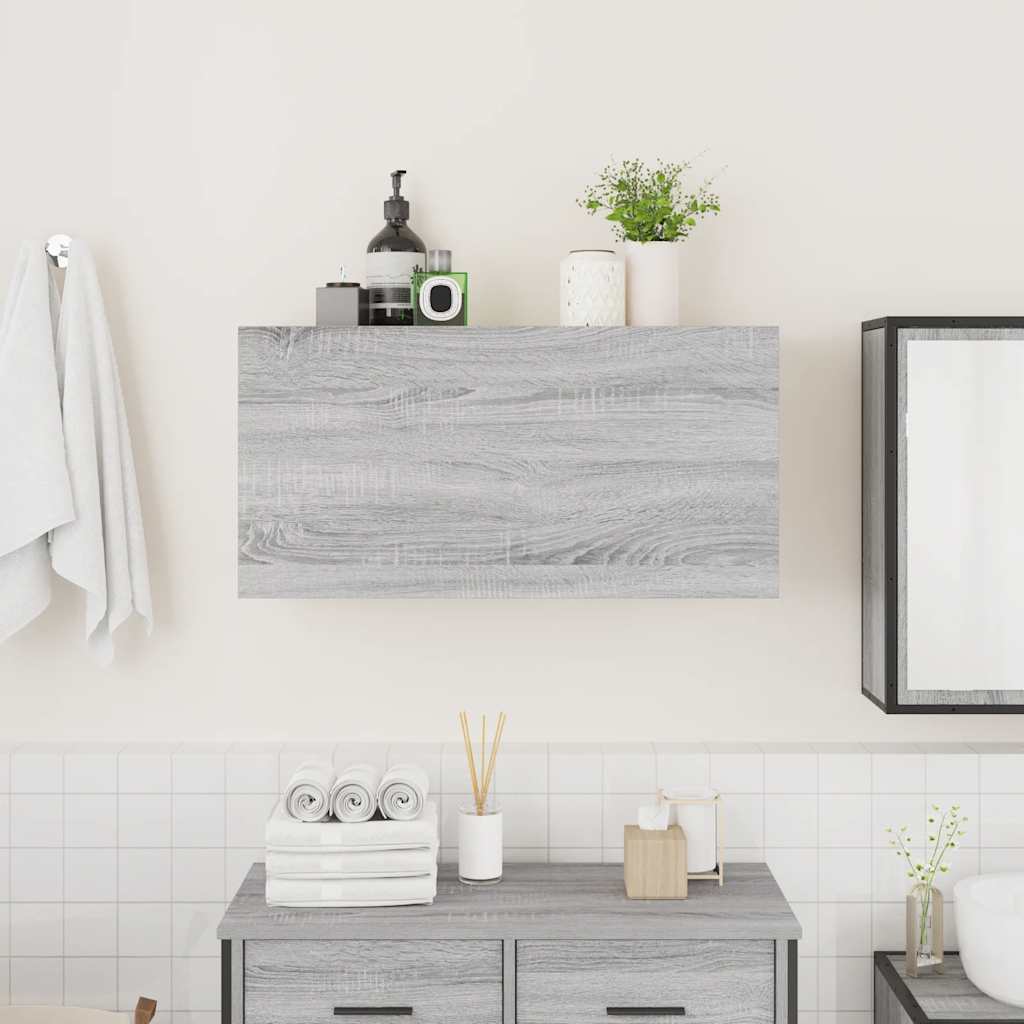Szürke sonoma szerelt fa fali fürdőszobaszekrény 80x25x40 cm 3